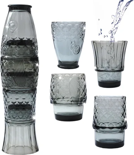 Gökotta Juego de 4 vasos de cóctel de pez koi apilables hechos a mano | Vasos para beber | Regalo retro divertido y peculiar | Tazas de café con