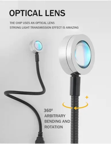 Miniatura 4 de EIUY Lámpara de puesta de sol, proyector de luz de puesta de sol LED de proyección de luz de noche de 360 grados de rotación romántica arco iris luz