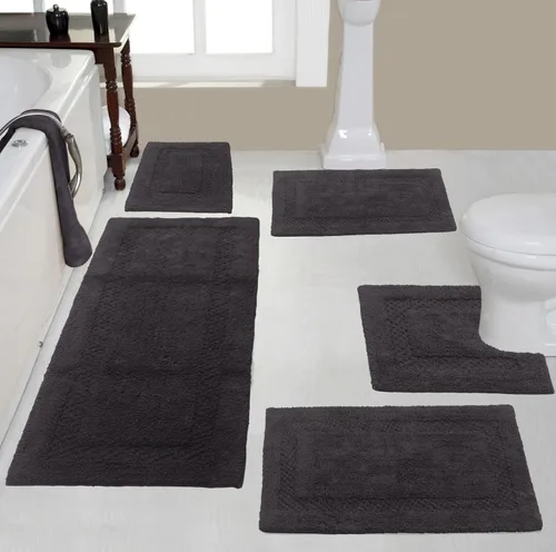 Miniatura 19 de Home Weavers Classy - Juego de alfombras de baño 100 % algodón, decoración de baño, lavable, extrasuave y absorbente, tapete de cocina, juego de Aqua