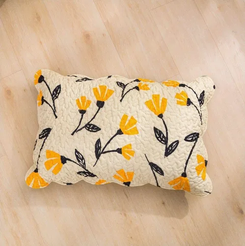 Miniatura 9 de DaDa Bedding - Juego de colcha acolchada con diseño floral botánico de flores amarillas y doradas, diseño de tulipanes de primavera, bordes