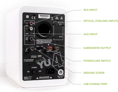 Miniatura 3 de Kanto YU4GW Altavoces alimentados con Bluetooth y preamplificador de phono incorporado Encendido y apagado automáticos Control remoto incluido