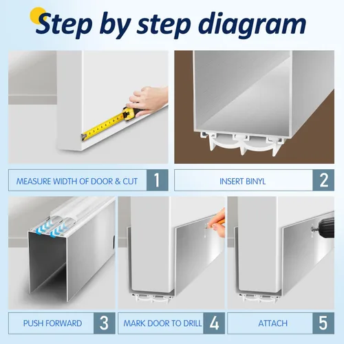Miniatura 3 de Topes de corriente de aire de aluminio para puertas – 39' sellado de burletes para puertas exteriores e interiores Plata