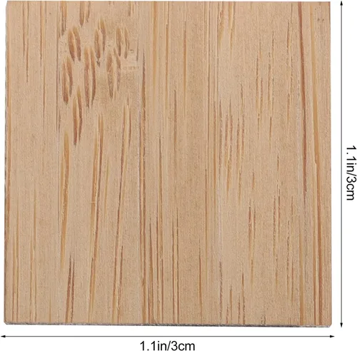 Miniatura 6 de EXCEART Chips de pintura para bricolaje, 25 piezas, cuadrados sin terminar, naturales, seguros para niños y niñas, ideales para decoración