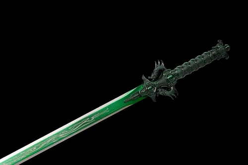 Miniatura 3 de Espada de Hamon de Espada china recta de acero al manganeso del dragón (dragón verde)