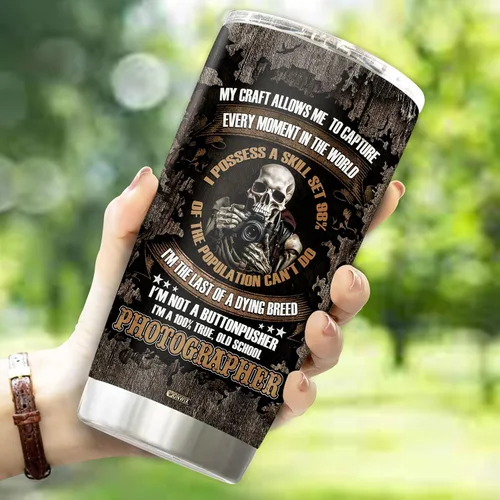 Miniatura 3 de Vaso personalizado de regalo para hombres fotógrafos, 20 onzas, taza de viaje de acero inoxidable aislada, botella de agua, Navidad, cumpleaños, día