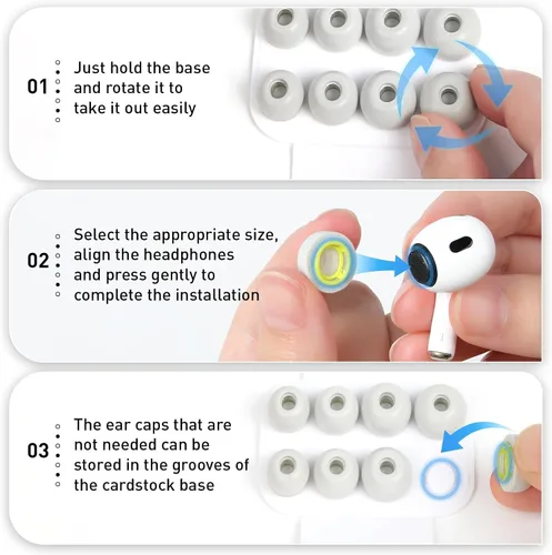 Miniatura 6 de Almohadillas de repuesto de espuma viscoelástica para AirPods Pro 1 y 2 Gen, puntas de auriculares ultra suaves con cancelación de ruido, ajuste
