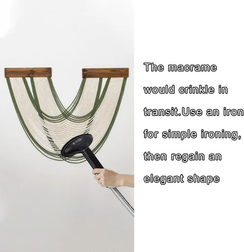Miniatura 7 de Tapiz bohemio de macramé para colgar en la pared, tejido teñido anudado de fibra verde y blanca, hecho a mano, para colgar en la pared, grande