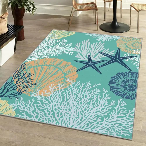 Miniatura 23 de Tritard Alfombra de pasillo costera de 2 x 6 pies, alfombra náutica para pasillo de cocina, con temática de playa, antideslizante, lavable a C1