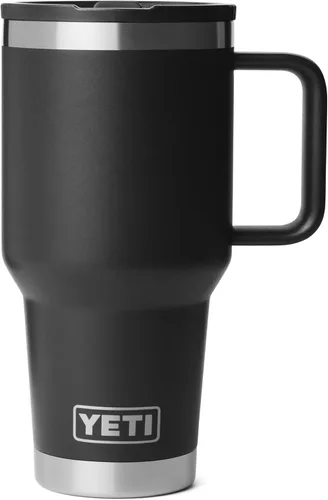 YETI Rambler - Taza de viaje de 30 oz con tapa con pajita abatible - Acero inoxidable, aislada al vacío, a prueba de fugas, compatible con Negro