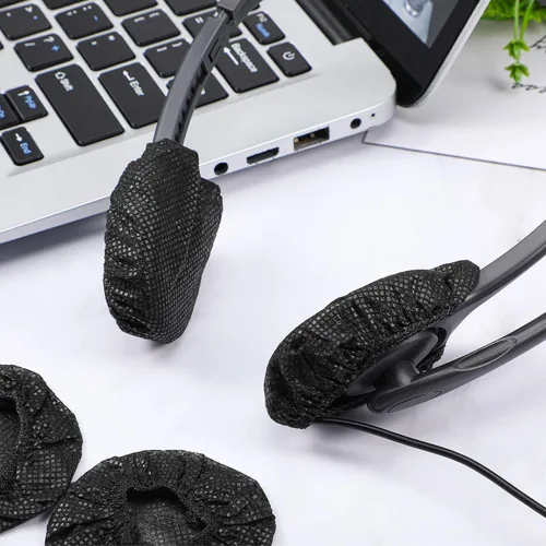 Miniatura 6 de BBTO 100 fundas para oídos, desechables, sanitarias, no tejidas, elásticas, aptas para la mayoría de los auriculares (2.4 pulgadas, negro)