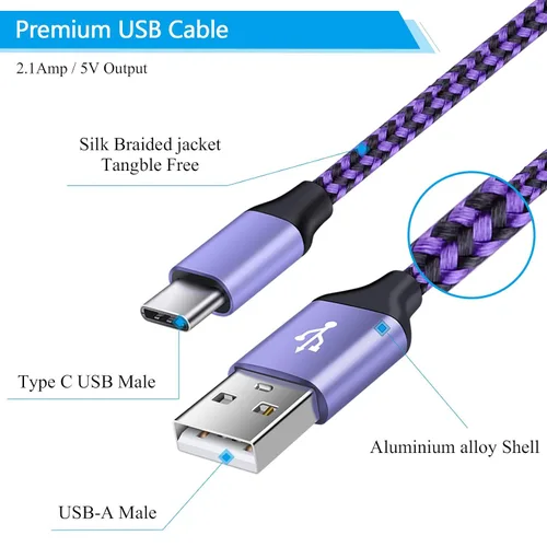 Miniatura 3 de Paquete de 4 cables de carga rápida para iPhone 16 15 Pro, 15/16 Pro Max, 15/16 Plus, 16/15 16e, cargador USB tipo C, cable de teléfono Android