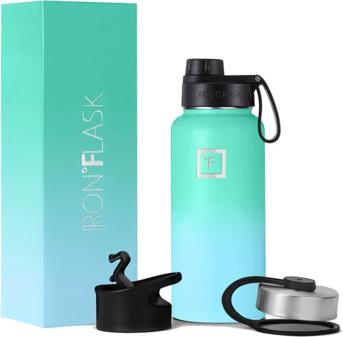 Miniatura 52 de IRON °FLASK Frasco de hidratación para acampar y senderismo con pajilla, botella de agua deportiva de acero inoxidable con aislamiento de boca