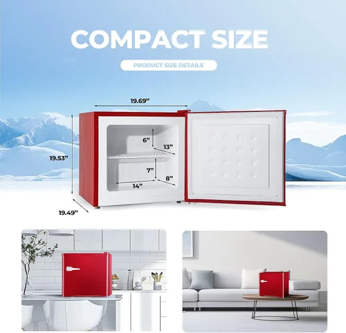 Miniatura 3 de Electactic - Congelador mini de 1.2 pies cúbicos, pequeño congelador vertical con estante removible y control de temperatura ajustable en 7 niveles