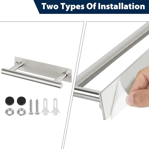 Miniatura 3 de Alise Toallero adhesivo de níquel cepillado, toalleros para baño montado en la pared, toallero de baño de acero inoxidable SUS304, toallero