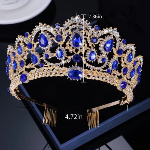 Miniatura 2 de Kamirola - Corona de tiaras para mujeres y niñas, diademas de cristal con peine para novia, boda y fiesta, fiesta de graduación, disfraces góticos