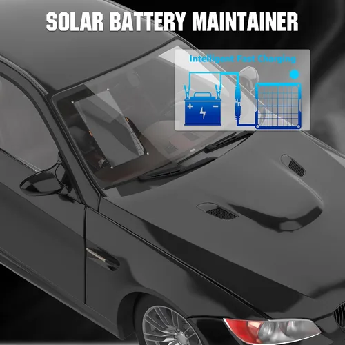 Miniatura 5 de OYMSAE Cargador de batería de coche con panel solar negro, 5 W 12 V, impermeable, cargador de panel solar portátil con controlador mejorado