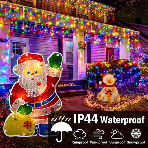 Miniatura 3 de Luces de Navidad para exteriores, 49 pies, 480 luces LED para exteriores, 90 tiras de luces de carámbano con 8 modos, temporizador impermeable
