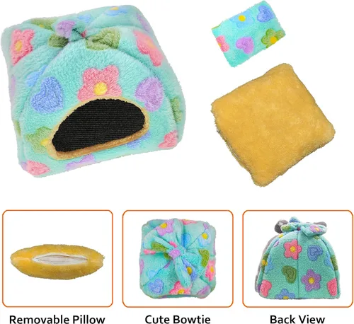 Miniatura 2 de Cama de conejillo de indias, cama de conejo, accesorios cálidos para casa de escondite para animales pequeños, hámsters, chinchillas, conejitos Verde