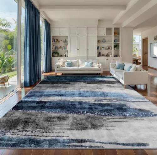 Miniatura 40 de Ciicool Alfombra de pasillo lavable de 2 x 6, alfombra moderna abstracta para pasillo, antideslizante, delgada, ligera, con estampado gris marino