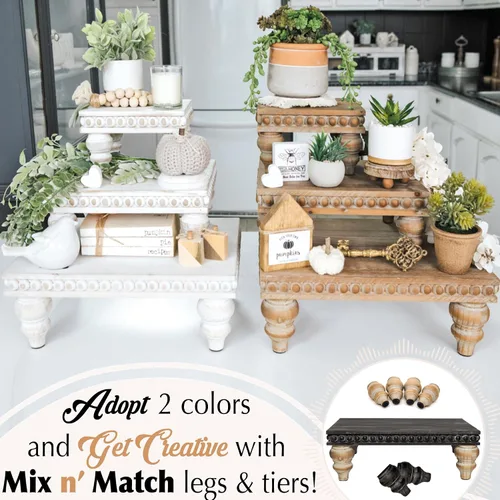Miniatura 9 de Felt Creative Home Goods Elevadores de madera [Juego de 3] Elevadores de granja de alta calidad Elevadores de madera con cuentas para exhibición