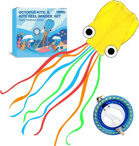 Miniatura 15 de Cometas de pulpo para niños y adultos fáciles de volar, 24 x 158 pulgadas, kit de cometa grande y suave para niños y niñas, juego de cometa de playa