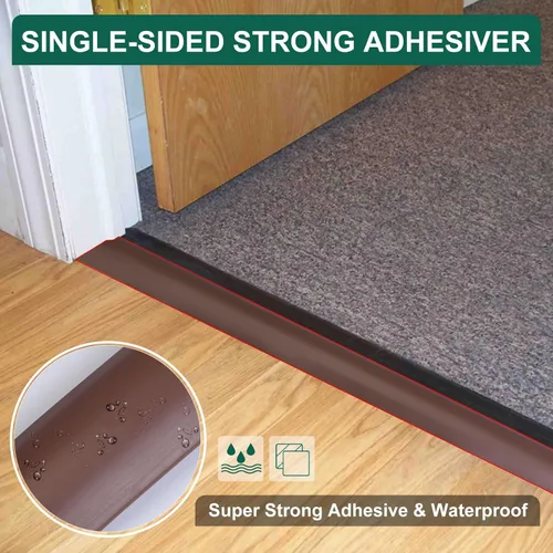 Miniatura 4 de uxcell Tira de borde de suelo para despegar y pegar, tira de transición de alfombra de PVC de 2.75 pulgadas de ancho para puerta laminada de altura