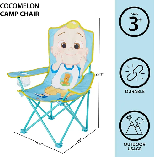 Miniatura 3 de Cocomelon Silla de campamento plegable para niños con bolsa de transporte, silla portátil para interiores y exteriores, ligera y compacta, ideal