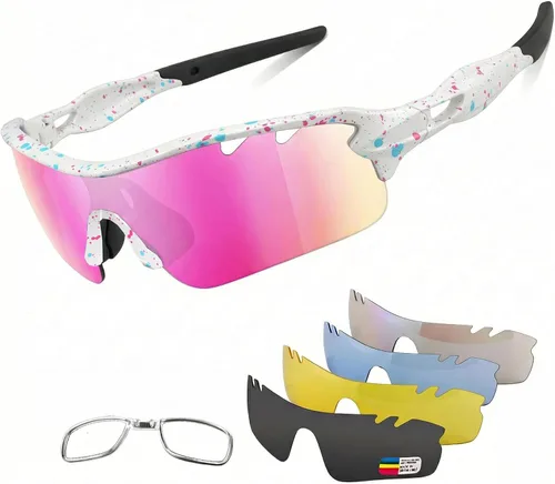 Miniatura 20 de BangLong Polarized Sports Sunglasses Cycling Sun Glasses for Men Women with 5 Interchangeable Lenes for Running Driving