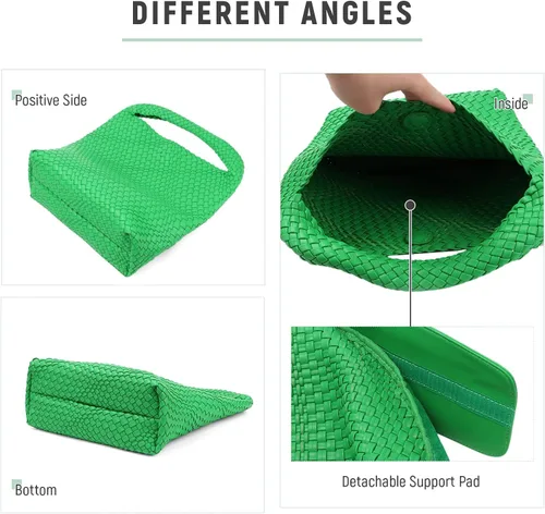 Miniatura 2 de Ynport Bolso de mano tejido para mujer, grande, de verano, para la playa, estilo hobo, a la moda, hecho a mano, con asa superior, con bolso de mano
