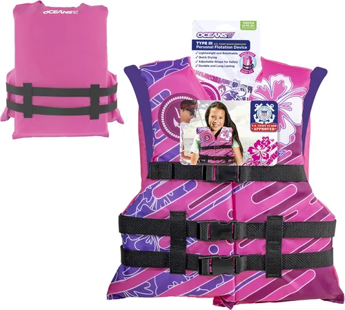 Miniatura 5 de Aqua Oceans 7 Life Jacket for Kids - US Coast Guard Approved Life Vest for Infant, Child & Youth Boys and Girls, Open-Side PFD for Boating, Swimming