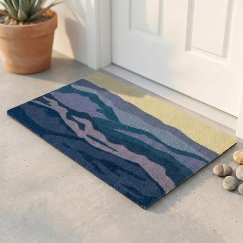 Miniatura 80 de Fab Habitat Felpudo extra grueso, tejido a mano, duradero, fibra de coco natural, entrada, puerta delantera, porche, patio, pájaros en rama, gris