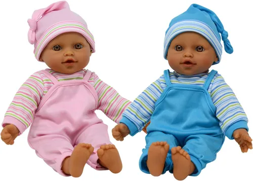 Miniatura 8 de The New York Doll Collection Muñeca de bebé gemelos de 12 pulgadas, muñecas de bebé gemelas de cuerpo suave (12 pulgadas caucásicas)