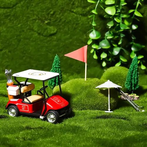 Miniatura 5 de Leitee 21 piezas de decoración de pastel de golf con mini carrito, bandera roja, bola, árbol verde, club, sombrilla de sol para decoración de pastel