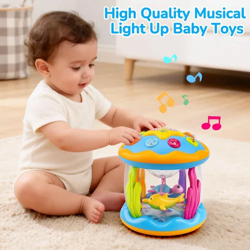 Miniatura 6 de Tsomtto Juguetes Musicales para Bebés de 12 Meses Proyector Giratorio con Luz Juguetes para Tiempo Boca Abajo de Bebés Juguete Sensorial para Niños