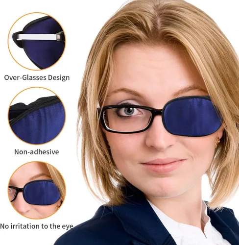 Miniatura 2 de eZAKKA Parches para ojos para adultos, parche para gafas, parche de seda para ojo perezoso, ambliopía, estrabismo y después de la cirugía