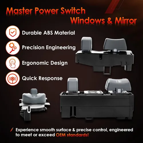 Miniatura 4 de Interruptor maestro de ventanas con control de espejo del lado del conductor y del pasajero de 2 puertas, compatible con Chevy GMC C1500 C2500 C3500