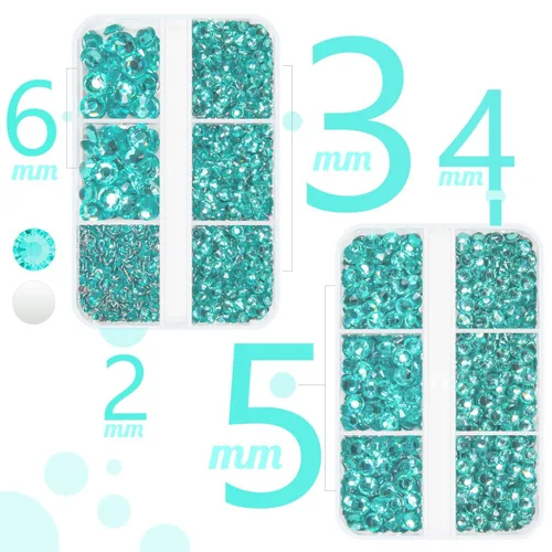 Miniatura 2 de qiipii Diamantes de imitación de resina azul aguamarina para decorar manualidades, piedras preciosas de espalda plana azul lago, piedras preciosas