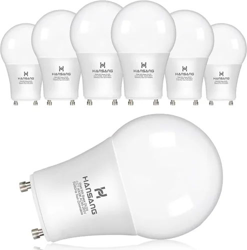 Miniatura 12 de Bombilla LED GU24 hansang, bombilla de forma A19, 9W (equivalente a 100W), 900 lúmenes, 2700K blanco cálido, base de bloqueo de torsión Gu24, Blanco