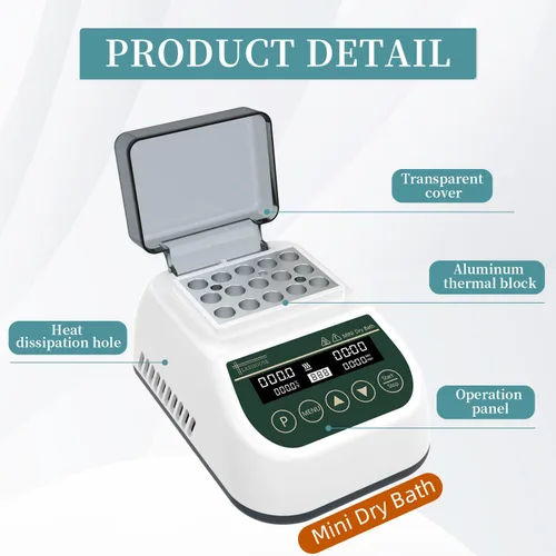 Miniatura 8 de Mini calentador de baño seco digital incubadora termostática calefacción temporizador programable con 0.1 fl oz* 15 tubos de centrífuga bloque