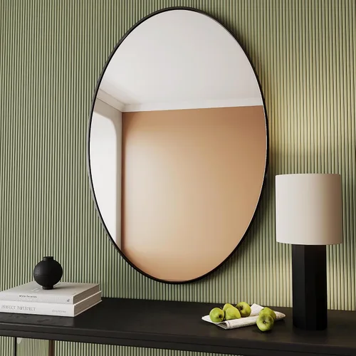 Miniatura 9 de AUYHM Espejo ovalado, espejo de baño pequeño de 20 x 28 pulgadas, espejos de baño, espejo negro para baño, espejos ovalados para baño, espejo