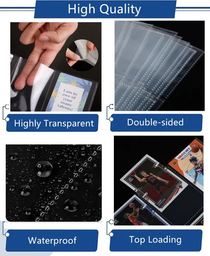 Miniatura 3 de Carpeta de 900 bolsillos, páginas de tarjetas coleccionables de carga superior para carpeta de 3 anillos, fundas transparentes de doble cara