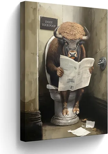 Miniatura 10 de Lienzo decorativo de osos divertidos para pared, cuadros en blanco y negro, decoración de pared de baño, oso sentado en el inodoro, lectura