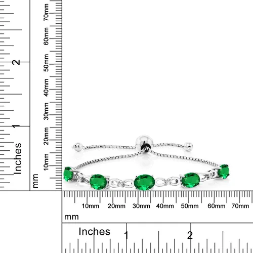 Miniatura 92 de Gem Stone King Pulsera de tenis de diamantes cultivados en laboratorio con piedra natal de 3-6 quilates para mujer, plata de ley 925, ovalada