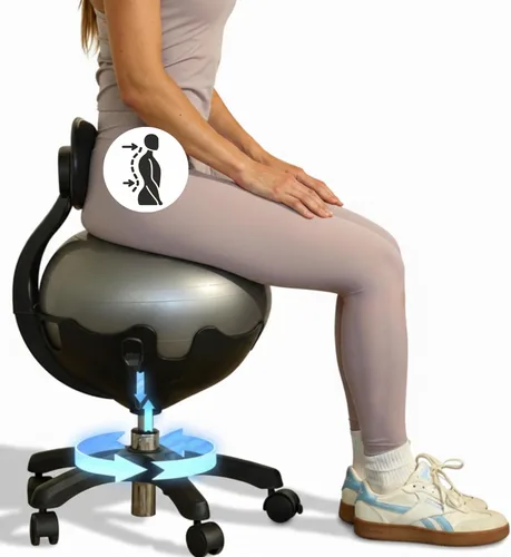 Aeromat Elite - Silla de pelota de yoga para oficina y hogar, capacidad de 250 libras, silla de escritorio ergonómica con ruedas bloqueables, altura
