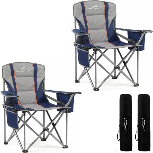 Miniatura 12 de FAIR WIND Juego de 2 sillas de camping totalmente acolchadas de gran tamaño, juego de sillas de césped resistentes con soporte lumbar ajustable