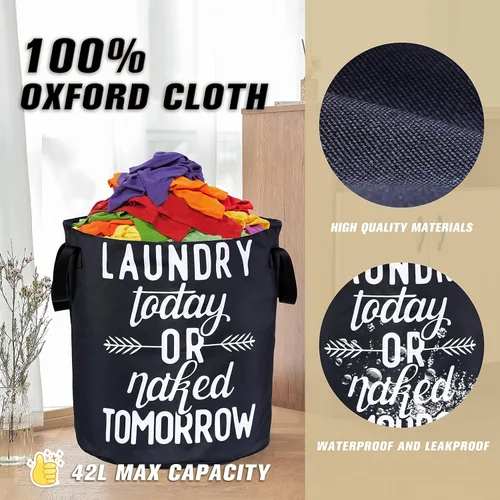 Miniatura 5 de Wash Today - Cesta plegable de tela Oxford, divertida bolsa de lavandería, cesta de almacenamiento de ropa, organizador para baño, lavandería, Lavar