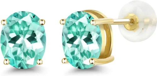 Miniatura 116 de Gem Stone King Aretes de oro de 14 quilates con piedra natal ovalada de 0.315 x 0.236 in Aretes de oro para mujer