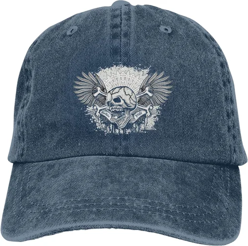 Miniatura 9 de Cowboy Hat Trendy Hats for Man and Women Djustable Four Season Outdoor Baseball Cap of Hell Skull with Angel Navy Blue