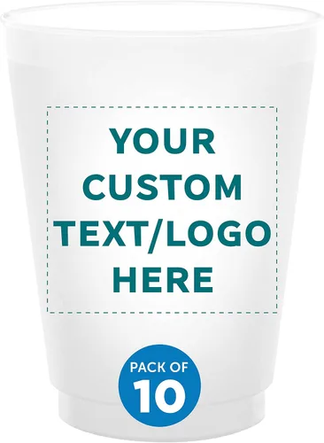 Miniatura 10 de Vasos de plástico esmerilado personalizados para estadios, paquete de 100, texto promocional, logotipo, 16 onzas, vasos de fiesta reutilizables