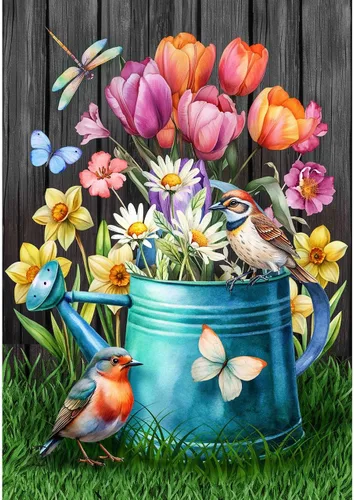 Miniatura 9 de Briarwood Lane - Bandera para el jardín de primavera con el puente en flor